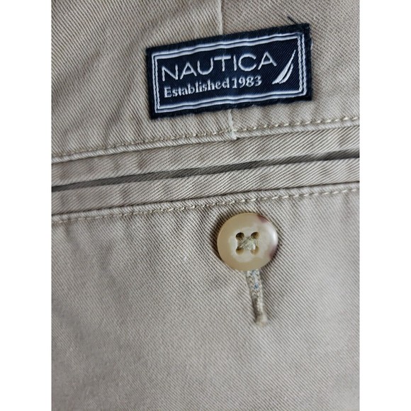 NAUTICA MEN'S PANTS KHAKI 36X30 FLAT FRONT 100% COTTON beige - Picture 6 of 8